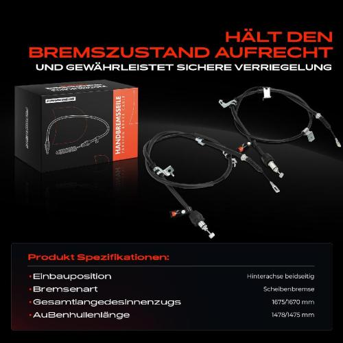 2x Seilzug Feststellbremse Hinterachse beidseitig für KIA Cee'D Schrägheck SW Pro Cee'D ED Bild 2x Seilzug Feststellbremse Hinterachse beidseitig für KIA Cee'D Schrägheck SW Pro Cee'D ED