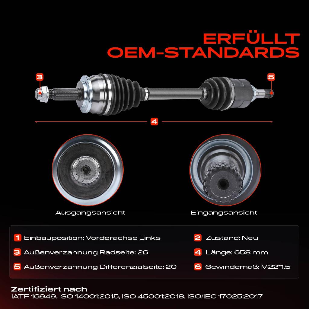 1x Antriebswelle Vorderachse Links für Toyota Auris Corolla E15 E18 Verso R2