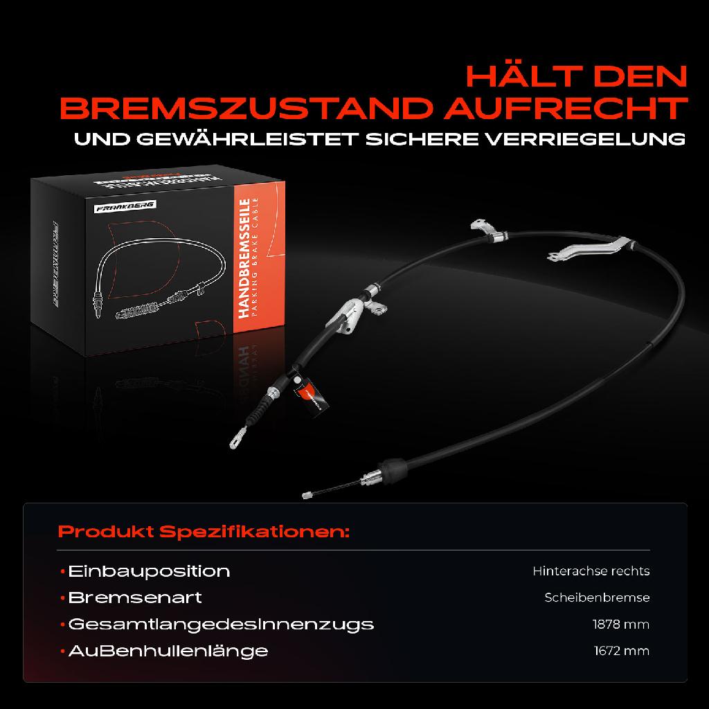 1x Seilzug Feststellbremse Hinterachse rechts für KIA Cee'D JD Pro Cee'D JD 1.0L-1.6L