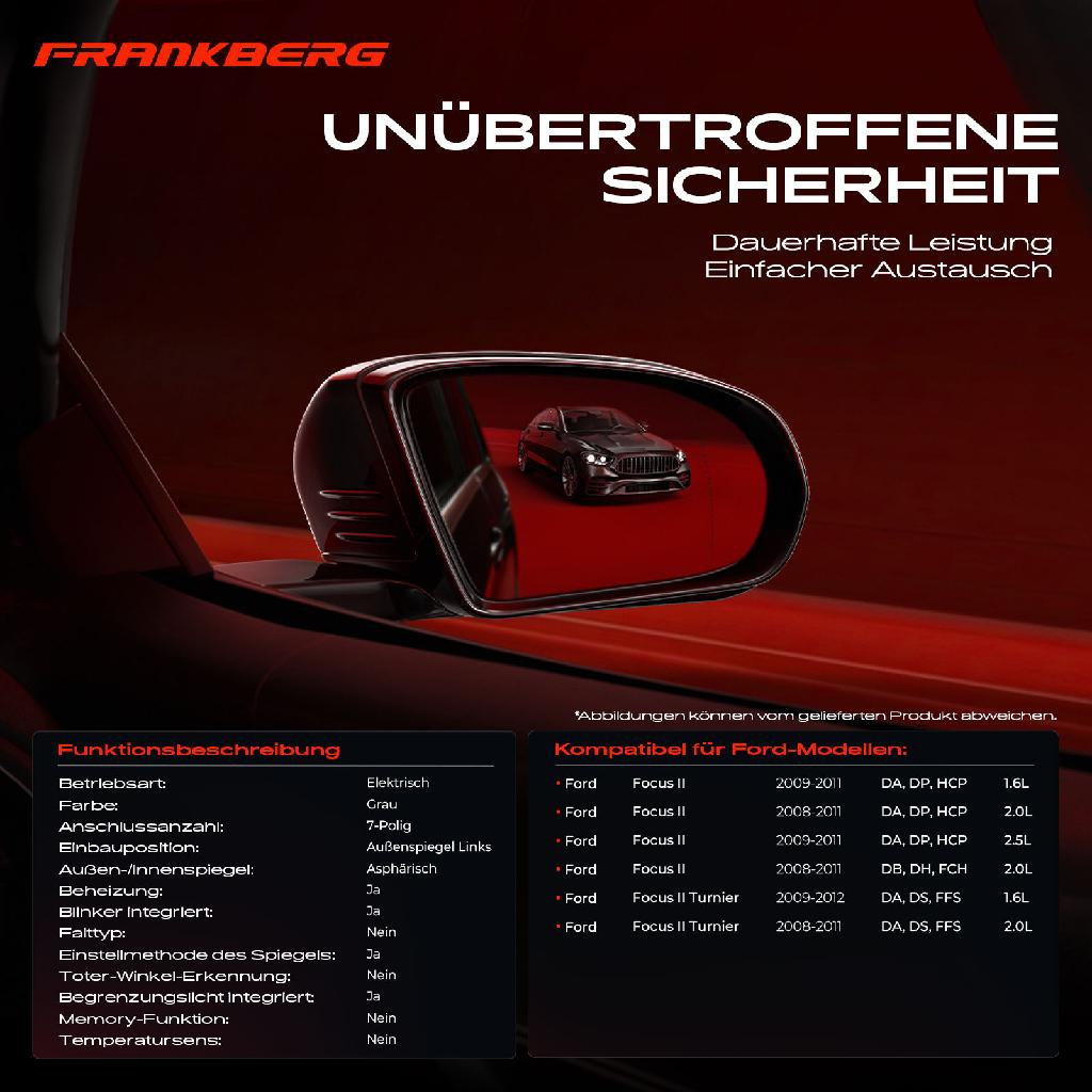 1x Außenspiegel Links für Ford Focus II DA DP HCP DB DH FCH DA DS FFS 2008-2012