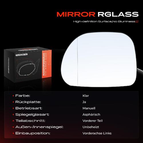 1x Spiegelglas Außenspiegel links für Fiat 500L 351 352 0.9L Bj ab 2012 Bild 1x Spiegelglas Außenspiegel links für Fiat 500L 351 352 0.9L Bj ab 2012