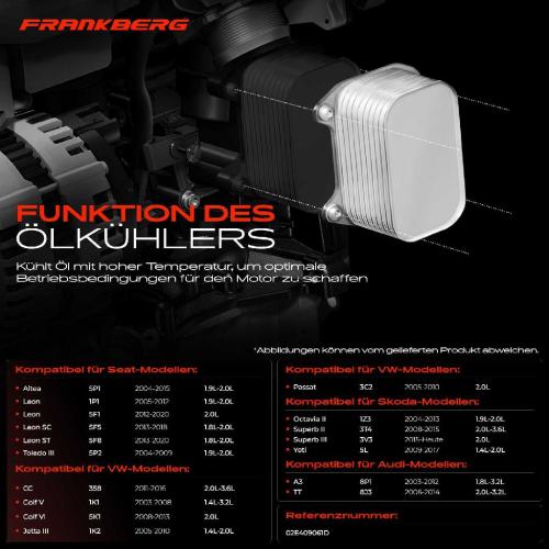 1x Ölkühler Motoröl für VW Golf V VI VII Passat CC Jetta Audi A3 Q3 TT Seat Skoda Bild 1x Ölkühler Motoröl für VW Golf V VI VII Passat CC Jetta Audi A3 Q3 TT Seat Skoda