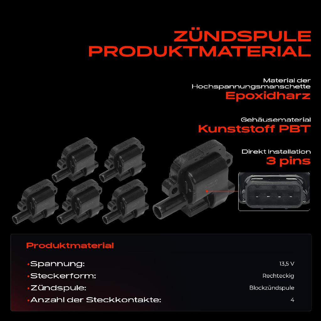 6x Zündspule Zündkerze für Land Rover Discovery III L319 4.0L 2004-2009