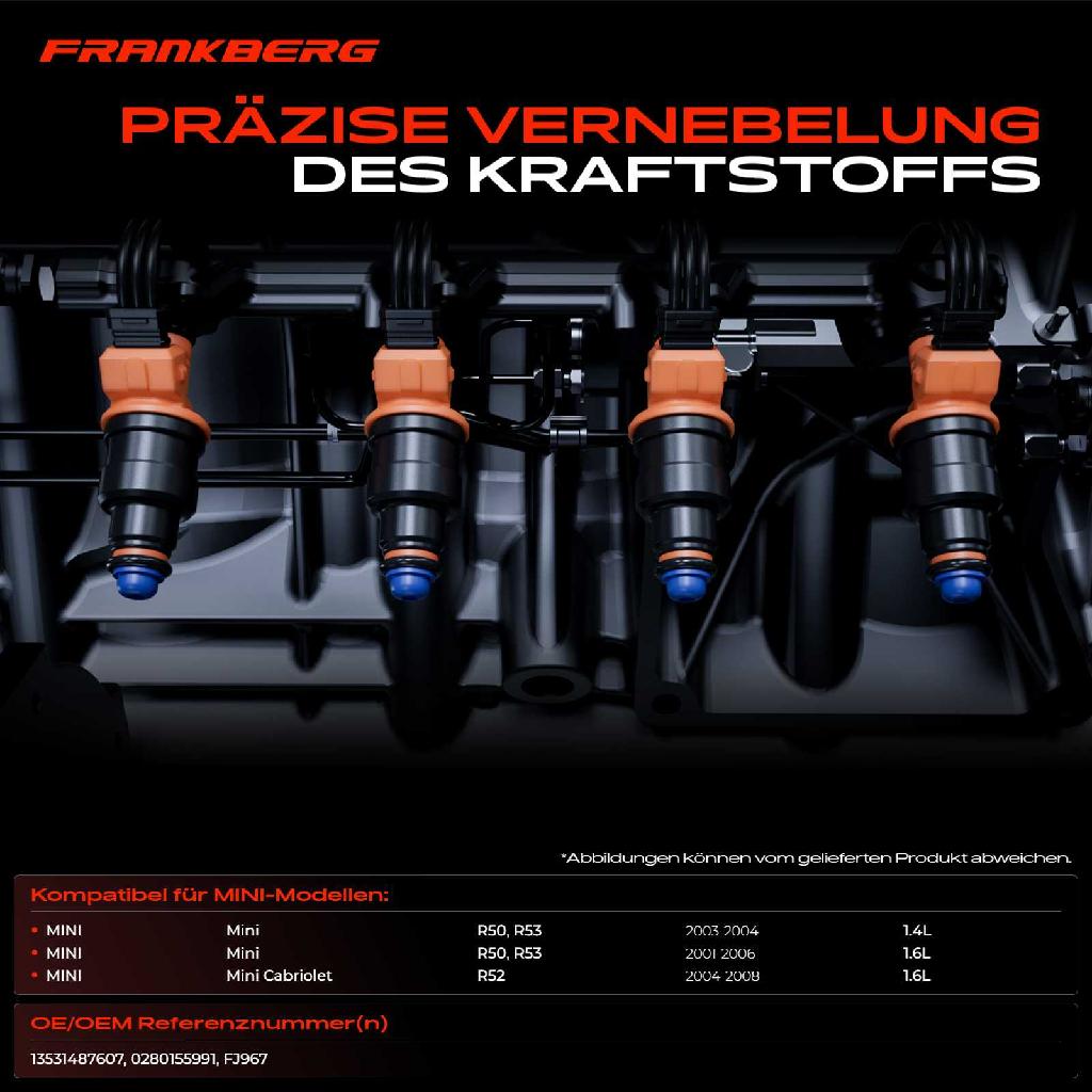 4x Einspritzventil Einspritzdüse für MINI Mini Cabriolet R50 R53 R52