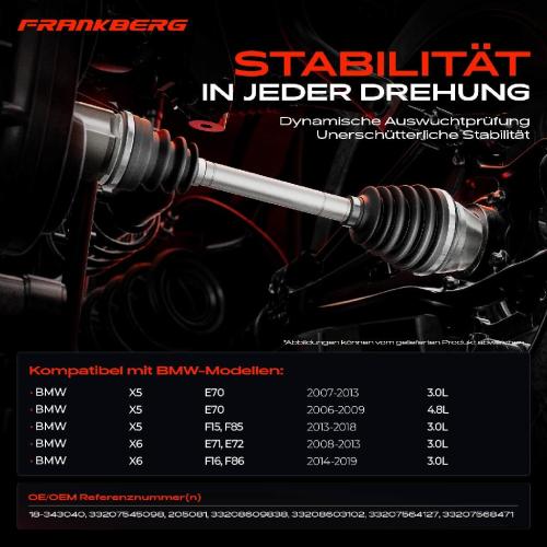 1x Antriebswelle Hinterachse Links oder Rechts für BMW X5 E70 F15 F85 X6 E71 E72 F16 F86 3.0L 4.8L 2006-2019 Bild 1x Antriebswelle Hinterachse Links oder Rechts für BMW X5 E70 F15 F85 X6 E71 E72 F16 F86 3.0L 4.8L 2006-2019