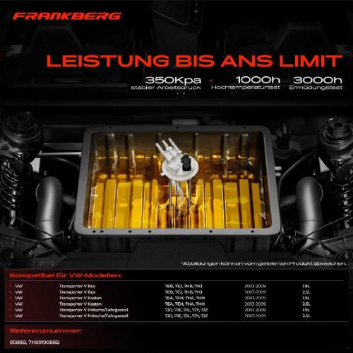 Frankberg 1x Kraftstoffpumpe für VW Transporter V Bus Kasten Pritsche/Fahrgestell 1.9L 2.5L 2003-2009 Bild Frankberg 1x Kraftstoffpumpe für VW Transporter V Bus Kasten Pritsche/Fahrgestell 1.9L 2.5L 2003-2009