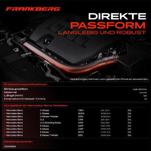 Frankberg 1x Kühlerschlauch Turboschlauch für Mercedes-Benz C-Klasse Coupe W204 C204 S204 C218 X218 W212 C207 S212 Bild Frankberg 1x Kühlerschlauch Turboschlauch für Mercedes-Benz C-Klasse Coupe W204 C204 S204 C218 X218 W212 C207 S212
