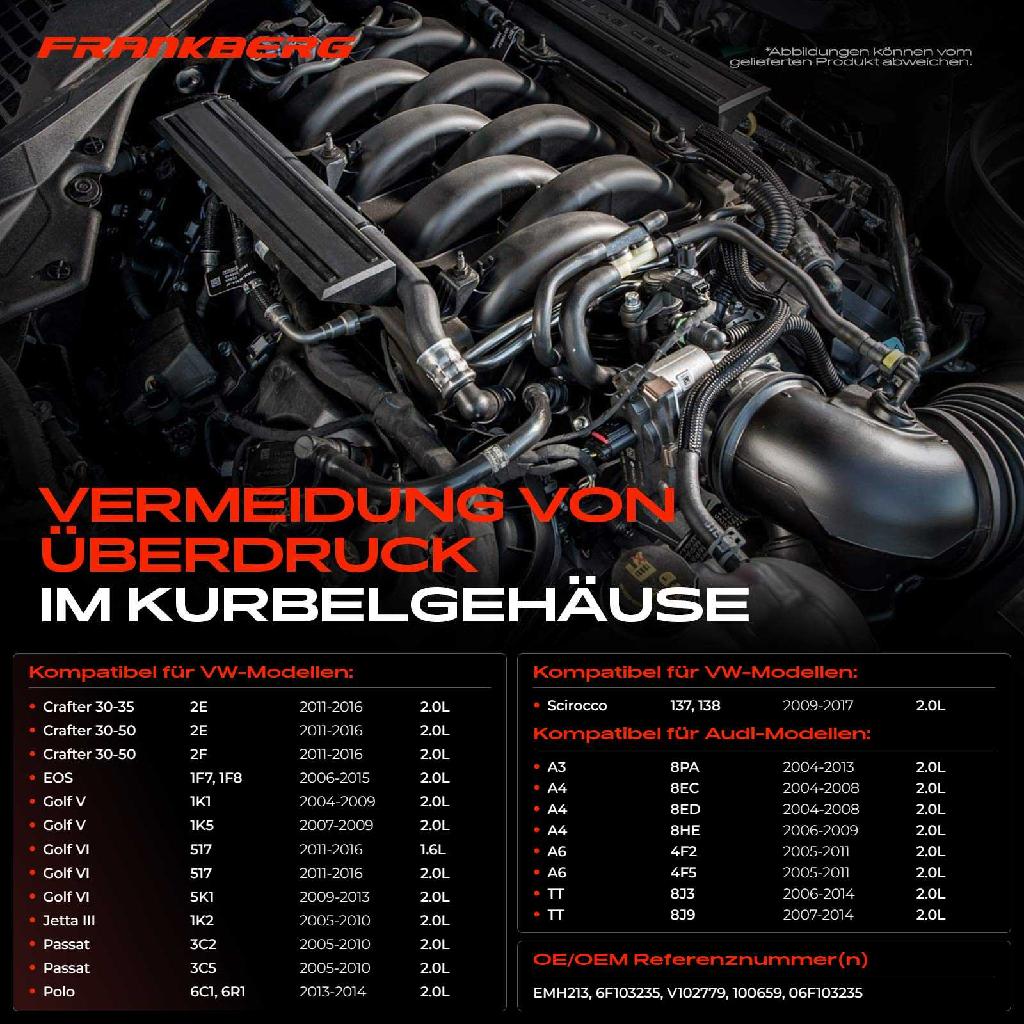 1x Kurbelgehäuseentlüftung Schlauch für VW Golf 5 6 Passat Audi A3 A4 A6 Seat Skoda