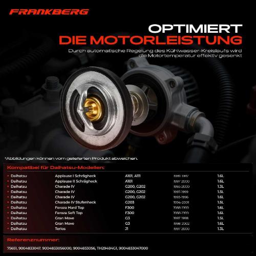 1x Thermostat Kühlmittel für Daihatsu Charade 3 4 G100 G200 Applause 1 2 A101 Bild 1x Thermostat Kühlmittel für Daihatsu Charade 3 4 G100 G200 Applause 1 2 A101