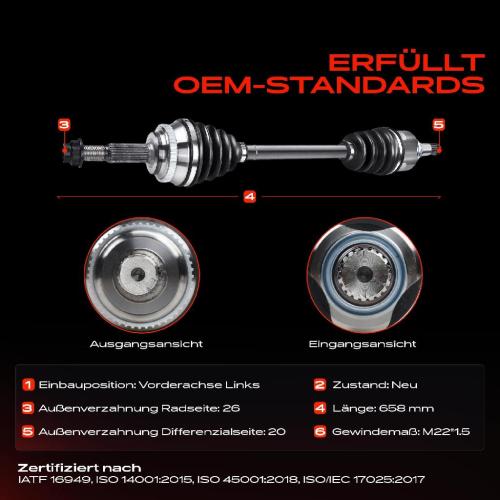 1x Antriebswelle Vorderachse Links für Toyota Prius Liftback W2 2003-2009 Bild 1x Antriebswelle Vorderachse Links für Toyota Prius Liftback W2 2003-2009