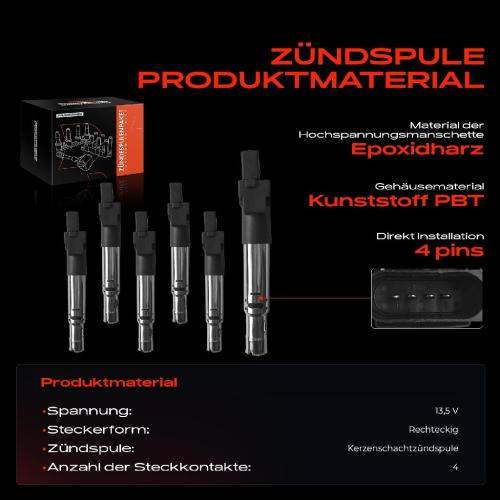 6x Zündmodul Zündspule für VW EOS Golf IV V Multivan Passat CC Variant Phaeton Touareg Transporter Bus Kasten Bild 6x Zündmodul Zündspule für VW EOS Golf IV V Multivan Passat CC Variant Phaeton Touareg Transporter Bus Kasten