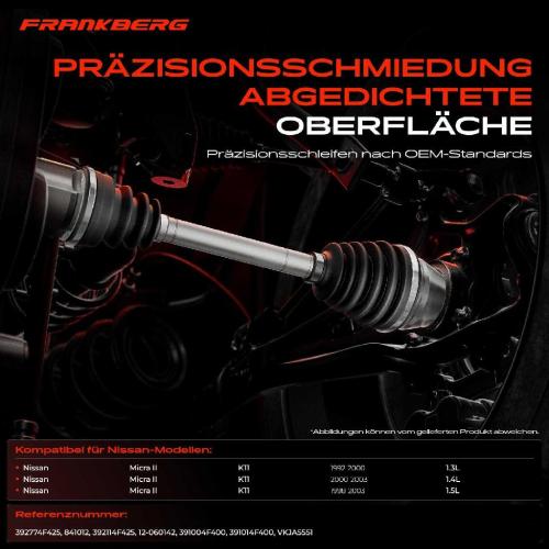 Frankberg 1x Antriebswelle Gelenksatz Vorderachse für Nissan Micra II K11 1.3L 1992-2000 Bild Frankberg 1x Antriebswelle Gelenksatz Vorderachse für Nissan Micra II K11 1.3L 1992-2000
