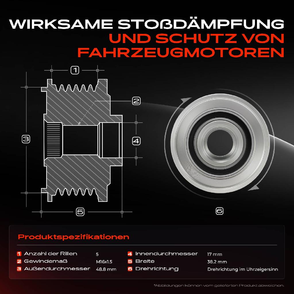 1x Generatorfreilauf Lichtmaschine für Opel Renault Dacia Mitsubishi Nissan Volvo