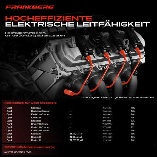 5x Zündleitungssatz Zündkabel für Opel Kadett A B Caravan Coupe D Bild 5x Zündleitungssatz Zündkabel für Opel Kadett A B Caravan Coupe D