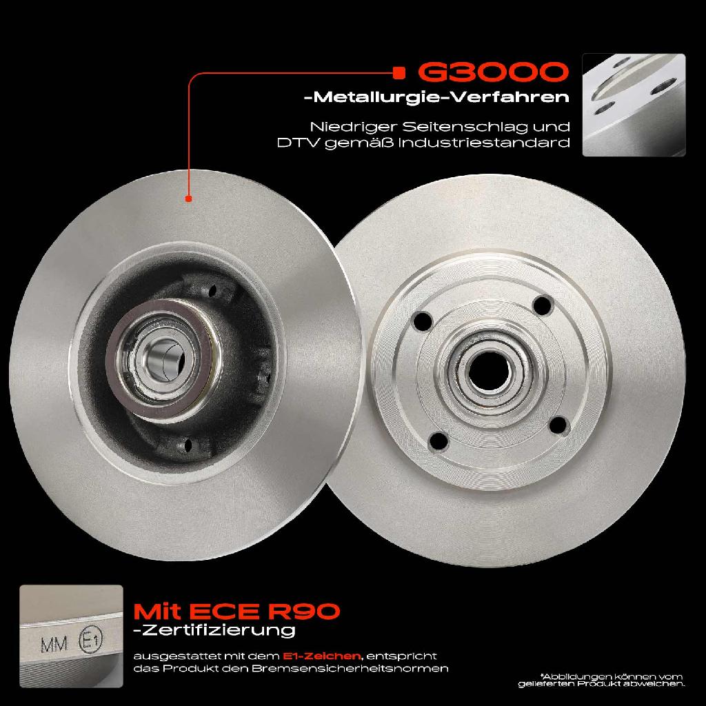2x Bremsscheiben Hinterachse für Renault Clio III Grandtour Kasten/Schrägheck Megane Bj ab 2002