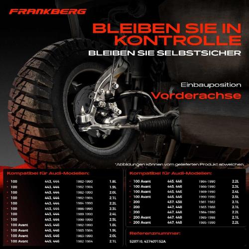 Frankberg 1x Querlenker Vorderachse für Audi 100 Avant 200 1.8L 1.9L 2.0L 2.1L 2.2L 2.3L 2.4L 2.5L 1981-1990 Bild Frankberg 1x Querlenker Vorderachse für Audi 100 Avant 200 1.8L 1.9L 2.0L 2.1L 2.2L 2.3L 2.4L 2.5L 1981-1990