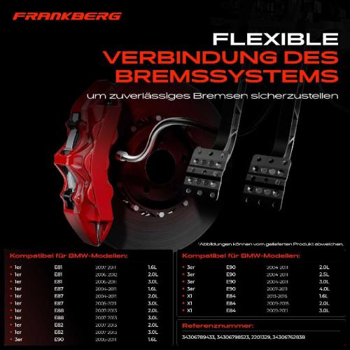 1x Bremsschlauch Bremsschläuche Hinterachse Links oder Rechts für BMW E81 E82 E87 E88 E90 E91 E92 E93 116-335 M3 Bild 1x Bremsschlauch Bremsschläuche Hinterachse Links oder Rechts für BMW E81 E82 E87 E88 E90 E91 E92 E93 116-335 M3
