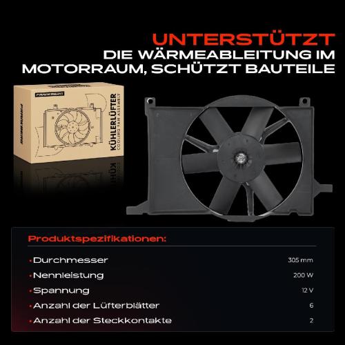 Frankberg 1x Motorkühller Einfachlüfter mit Kühlerlüfterrahmen Opel Corsa B Combo Tigra 1.4L-1.6L Bild Frankberg 1x Motorkühller Einfachlüfter mit Kühlerlüfterrahmen Opel Corsa B Combo Tigra 1.4L-1.6L