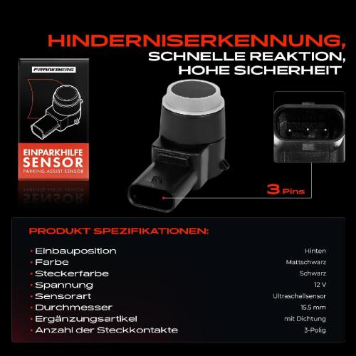 Frankberg 1x Parksensor PDC Sensor Hinten für VW Caddy III EOS Touran Seat Altea Leon Toledo III Bild Frankberg 1x Parksensor PDC Sensor Hinten für VW Caddy III EOS Touran Seat Altea Leon Toledo III