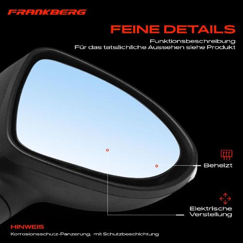 Frankberg 1x Außenspiegel Rechts für KIA Rio III UB Stufenheck 1.1L 1.2L 1.4L 1.6L 2011-2016 Bild Frankberg 1x Außenspiegel Rechts für KIA Rio III UB Stufenheck 1.1L 1.2L 1.4L 1.6L 2011-2016