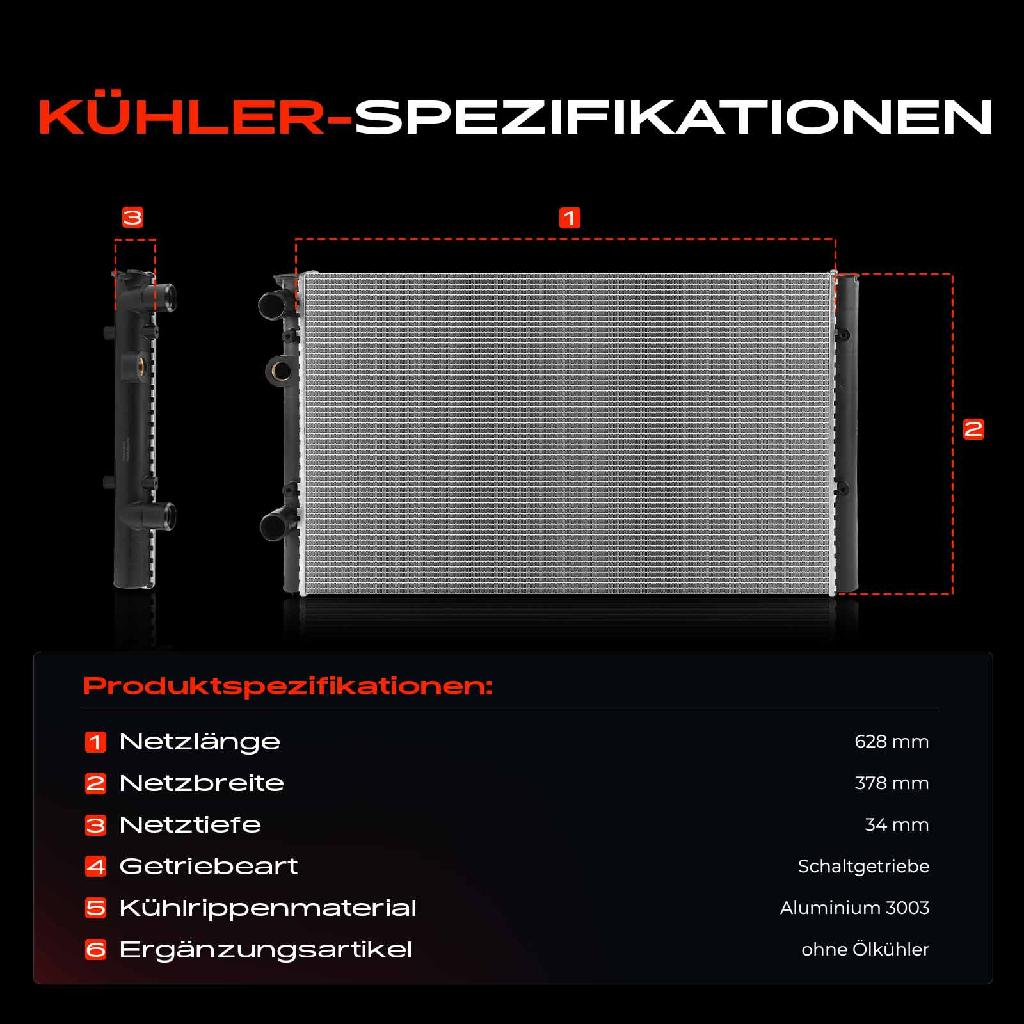 1x Kühler Wasserkühler Motorkühler für VW Golf III Variant 1H Lupo