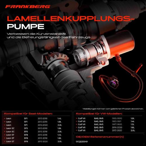 1x Lamellenkupplungspumpe für VW Golf VII Seat Leon Skoda Octavia III Bild 1x Lamellenkupplungspumpe für VW Golf VII Seat Leon Skoda Octavia III