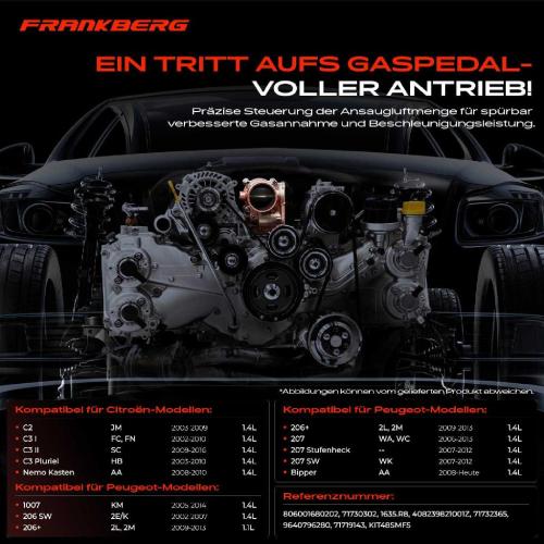 Frankberg 1x Drosselklappe Drosselklappenstutzen für Citroën C2 C3 I Peugeot 206 207 1.4L Bild Frankberg 1x Drosselklappe Drosselklappenstutzen für Citroën C2 C3 I Peugeot 206 207 1.4L