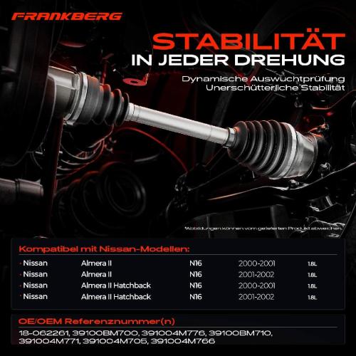 1x Antriebswelle Vorderachse Rechts für Nissan Almera II Hatchback N16 1.8L 2000-2002 Bild 1x Antriebswelle Vorderachse Rechts für Nissan Almera II Hatchback N16 1.8L 2000-2002