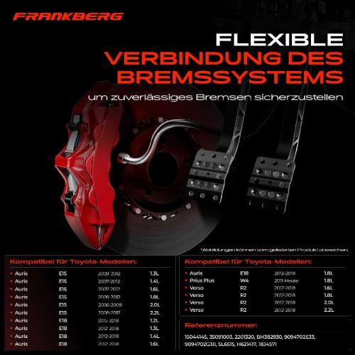 Frankberg 1x Bremsschlauch Bremsschläuche Vorderachse Rechts für Toyota Auris ADE15 E15 2012-2018 Bild Frankberg 1x Bremsschlauch Bremsschläuche Vorderachse Rechts für Toyota Auris ADE15 E15 2012-2018