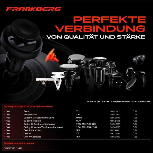 Frankberg 20x Befestigungsclips Türverkleidung für VW Golf Plus V Variant Polo Classic Caddy II Pick-up Bild Frankberg 20x Befestigungsclips Türverkleidung für VW Golf Plus V Variant Polo Classic Caddy II Pick-up