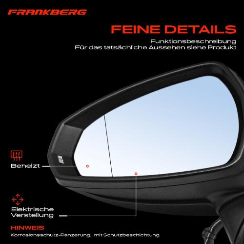 Frankberg 1x Außenspiegel Links für Audi A3 Sportback 8V1 8VK 8VA 8VF 2012-2025 Bild Frankberg 1x Außenspiegel Links für Audi A3 Sportback 8V1 8VK 8VA 8VF 2012-2025