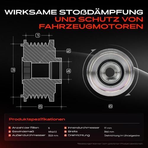 1x Generatorfreilauf Lichtmaschine für VW Touareg Van 7P CR7 RC8 Audi Q7 4M 3.0L Bild 1x Generatorfreilauf Lichtmaschine für VW Touareg Van 7P CR7 RC8 Audi Q7 4M 3.0L