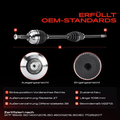 1x Antriebswelle Vorderachse Rechts für Renault Espace IV JK0/1 2.2L Bj ab 2002 Bild 1x Antriebswelle Vorderachse Rechts für Renault Espace IV JK0/1 2.2L Bj ab 2002