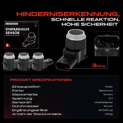 Frankberg 4x Parksensor PDC Sensor Hinten für VW Caddy 3 EOS Seat Altea Leon Toledo 3 2003-2019 Bild Frankberg 4x Parksensor PDC Sensor Hinten für VW Caddy 3 EOS Seat Altea Leon Toledo 3 2003-2019