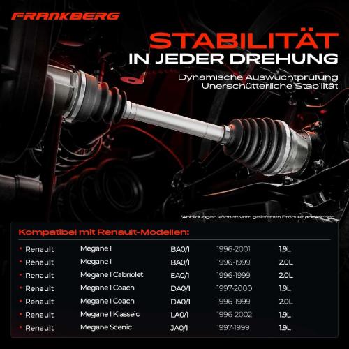 Frankberg 1x Antriebswelle Vorderachse Links für Renault Megane I BA0/1 Bild Frankberg 1x Antriebswelle Vorderachse Links für Renault Megane I BA0/1