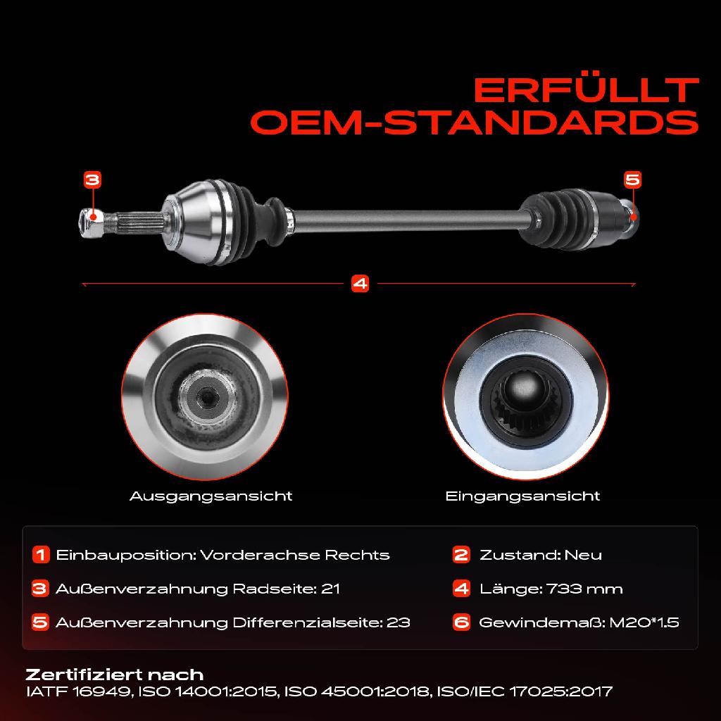 1x Antriebswelle Vorderachse Rechts für Renault Twingo I C06 1.2L 1993-2002