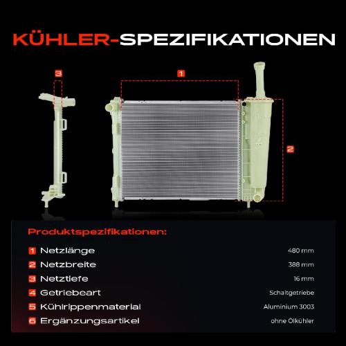 1x Kühler Wasserkühler Motorkühler für Lancia Ypsilon 312 846 1.2L Bild 1x Kühler Wasserkühler Motorkühler für Lancia Ypsilon 312 846 1.2L