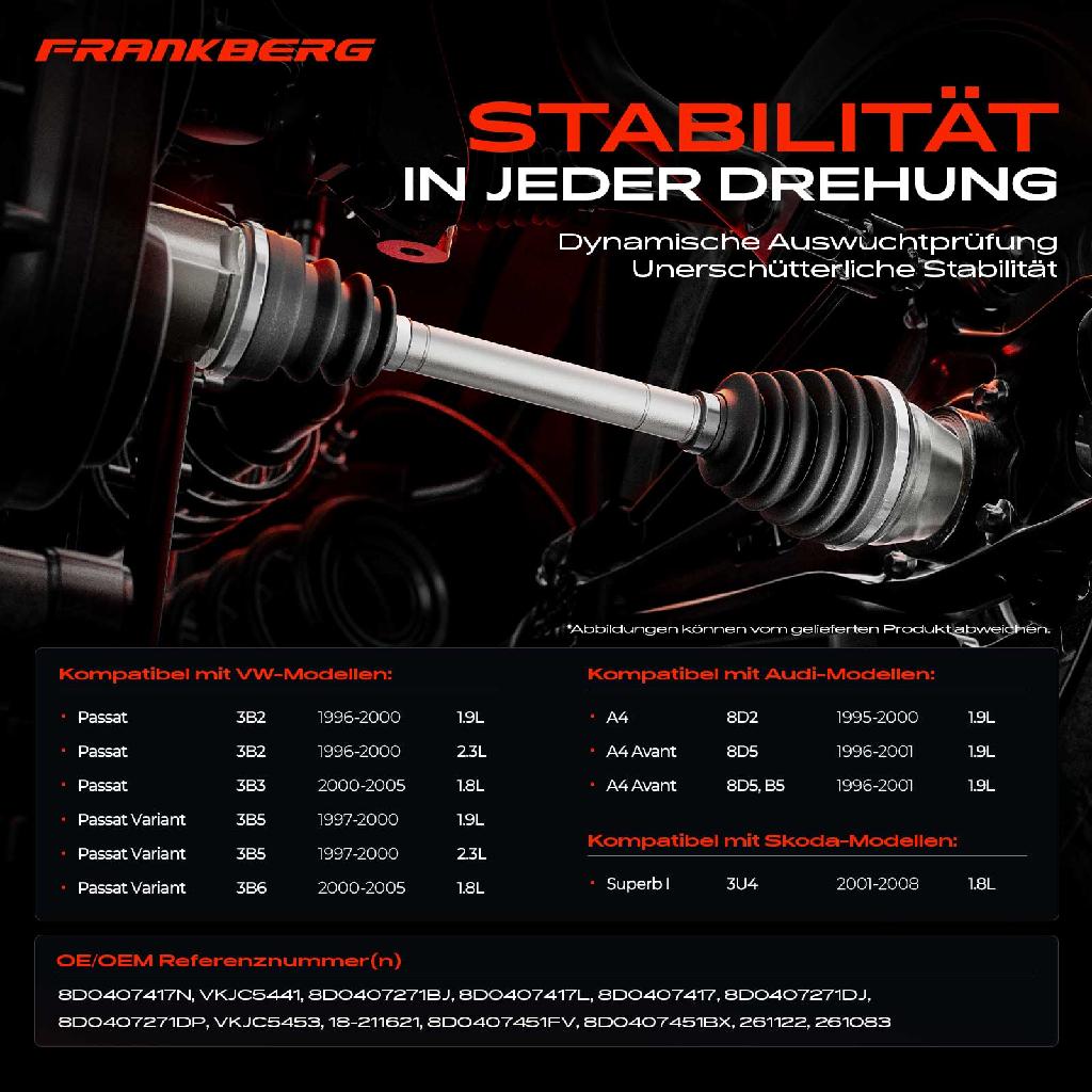 1x Antriebswelle Vorderachse Links für VW Passat Variant 3B2 3B3 3B5 3B6 Audi A4 8D2 Skoda Superb I