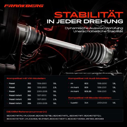 1x Antriebswelle Vorderachse Links für VW Passat Variant 3B2 3B3 3B5 3B6 Audi A4 8D2 Skoda Superb I Bild 1x Antriebswelle Vorderachse Links für VW Passat Variant 3B2 3B3 3B5 3B6 Audi A4 8D2 Skoda Superb I