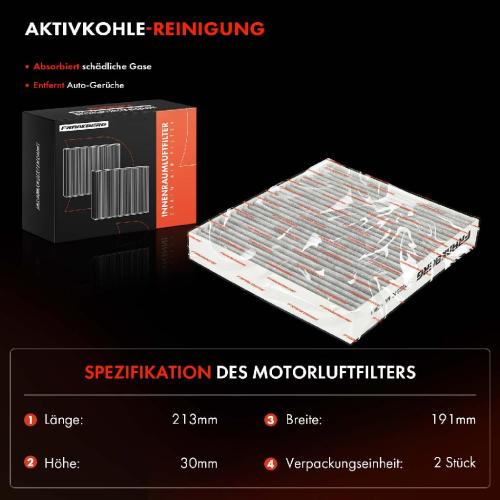 2x Innenraumfilter Aktivkohle für Suzuki SX4 S-Cross Vitara JY LY Bj ab 2013 Bild 2x Innenraumfilter Aktivkohle für Suzuki SX4 S-Cross Vitara JY LY Bj ab 2013