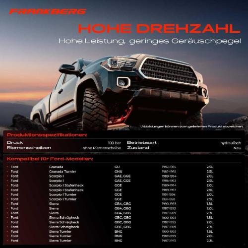 Frankberg 1x Servopumpe hydraulisch für Ford Granada Scorpio I GGE Sierra BNG GBG Bild Frankberg 1x Servopumpe hydraulisch für Ford Granada Scorpio I GGE Sierra BNG GBG