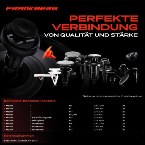 Frankberg 20x Befestigungsclips Kotflügel & Stoßstange für Mazda 3 5 6 Station Wagon CX-3 Bild Frankberg 20x Befestigungsclips Kotflügel & Stoßstange für Mazda 3 5 6 Station Wagon CX-3