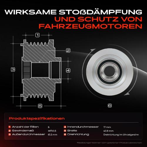 1x Generatorfreilauf Lichtmaschine für Opel Alfa Romeo Fiat Lancia Saab Suzuki Bild 1x Generatorfreilauf Lichtmaschine für Opel Alfa Romeo Fiat Lancia Saab Suzuki