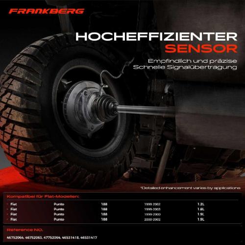 Frankberg 2x ABS Sensor Hinterachse beidseitig für Fiat Punto 188 1.2L 1.8L 1.9L 1999-2003 Bild Frankberg 2x ABS Sensor Hinterachse beidseitig für Fiat Punto 188 1.2L 1.8L 1.9L 1999-2003