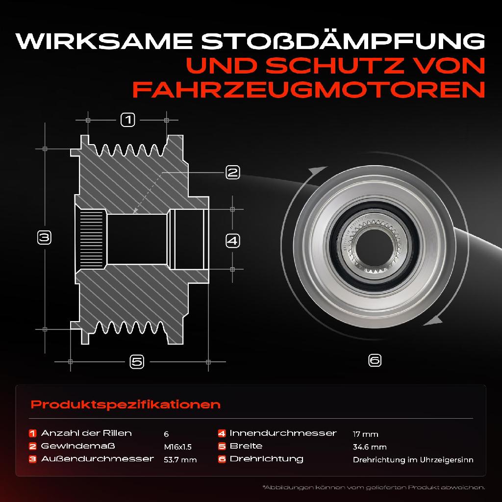 1x Generatorfreilauf Lichtmaschine für Ford Mondeo 4 Volvo S80 2 V70 3 2.0L