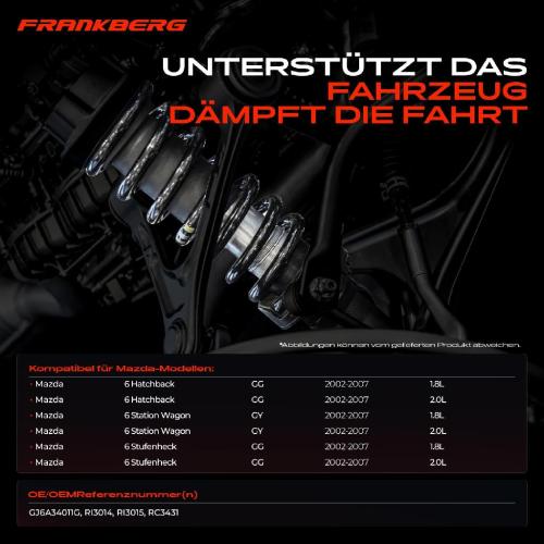 Frankberg 2x Fahrwerksfeder Vorderachse für Mazda 6 GG 6 Station Wagon GY 6 GG 2002-2007 Bild Frankberg 2x Fahrwerksfeder Vorderachse für Mazda 6 GG 6 Station Wagon GY 6 GG 2002-2007