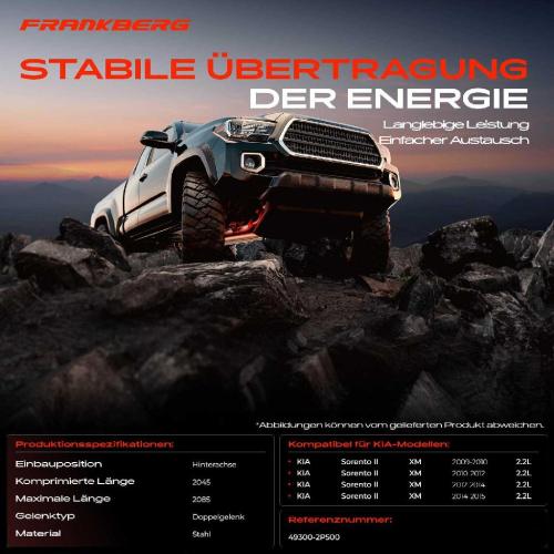 Frankberg 1x Kardanwelle Gelenkwelle Hinterachse für KIA Sorento II XM 2.2L 2009-2015 Bild Frankberg 1x Kardanwelle Gelenkwelle Hinterachse für KIA Sorento II XM 2.2L 2009-2015