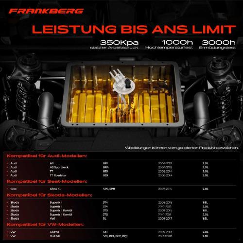 1x Kraftstoffpumpe für VW Golf VI VII Audi A3 Sportback TT Roadster Seat Altea XL Skoda Octavia II Combi Bild 1x Kraftstoffpumpe für VW Golf VI VII Audi A3 Sportback TT Roadster Seat Altea XL Skoda Octavia II Combi