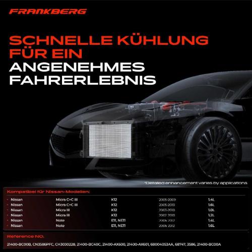 Frankberg 1x Kondensator Klimaanlage für Nissan Micra III K12 Note E11 NE11 Bild Frankberg 1x Kondensator Klimaanlage für Nissan Micra III K12 Note E11 NE11