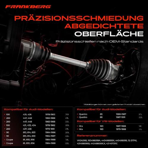Frankberg 1x Antriebswelle Gelenksatz Vorderachse für VW Iltis Audi 80 90 100 200 Coupe Quattro Bild Frankberg 1x Antriebswelle Gelenksatz Vorderachse für VW Iltis Audi 80 90 100 200 Coupe Quattro